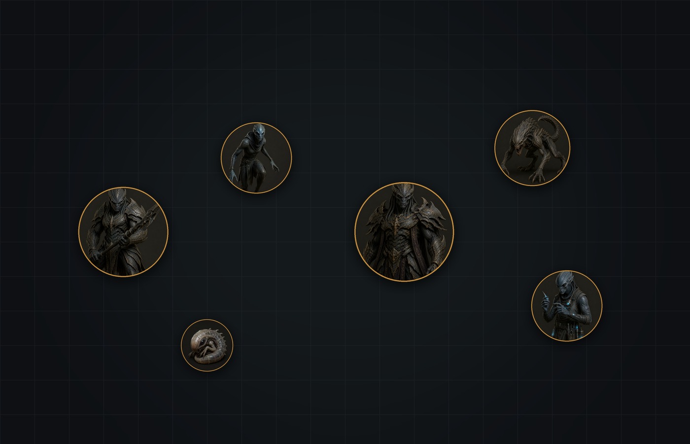 Tokens Alien en situation sur un plateau de jeu