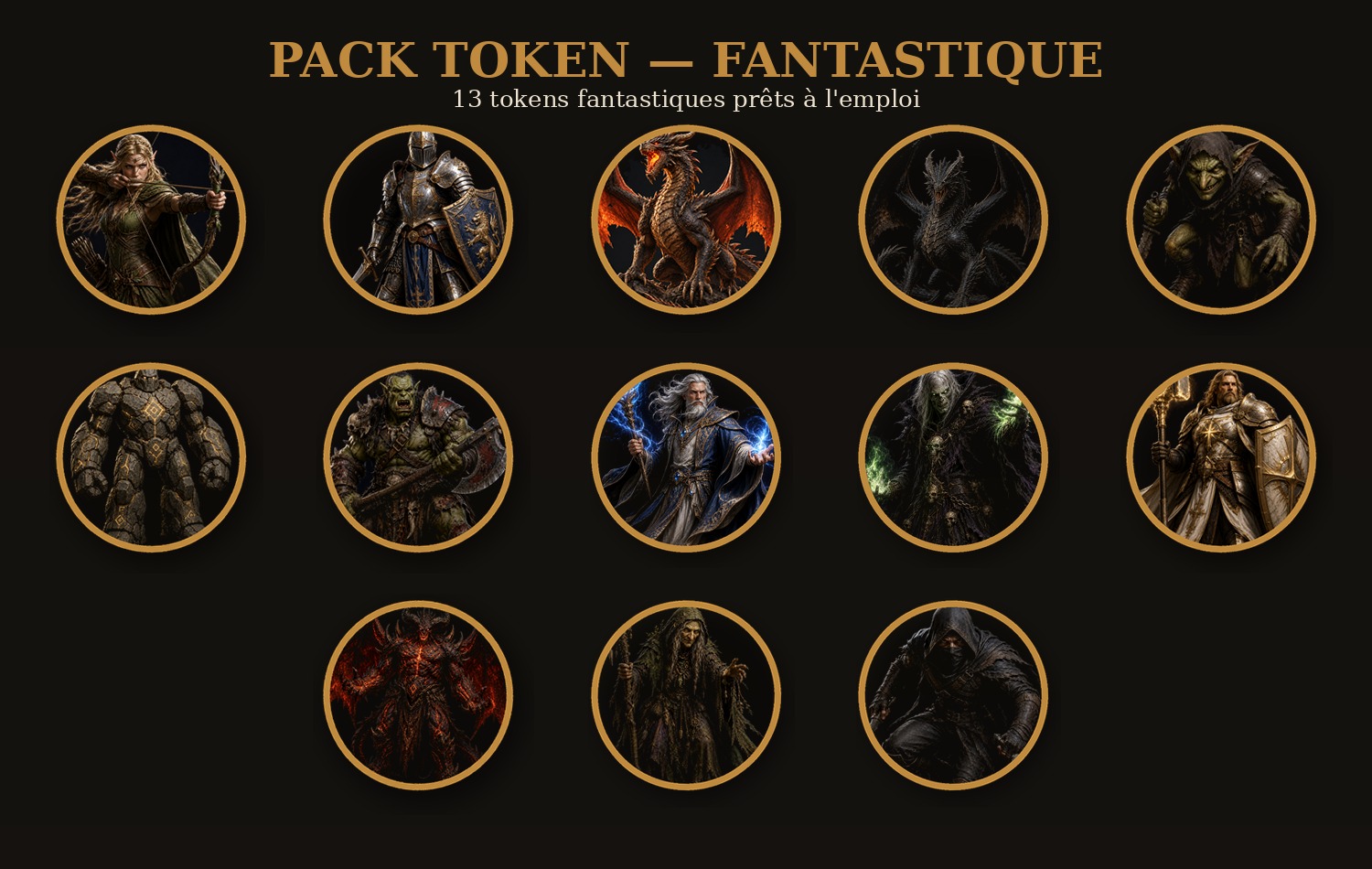 Tokens Fantastique en situation sur un plateau de jeu