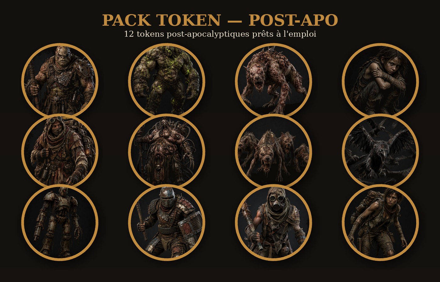 Tokens Post-Apo en situation sur un plateau de jeu